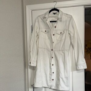 Frye Long White Denim Jacket size Small